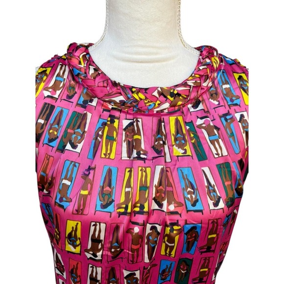 TRACY NEGOSHIAN Pink‎ Sunbathers Braided Neckline Shift Dress - Small - Picture 4 of 14
